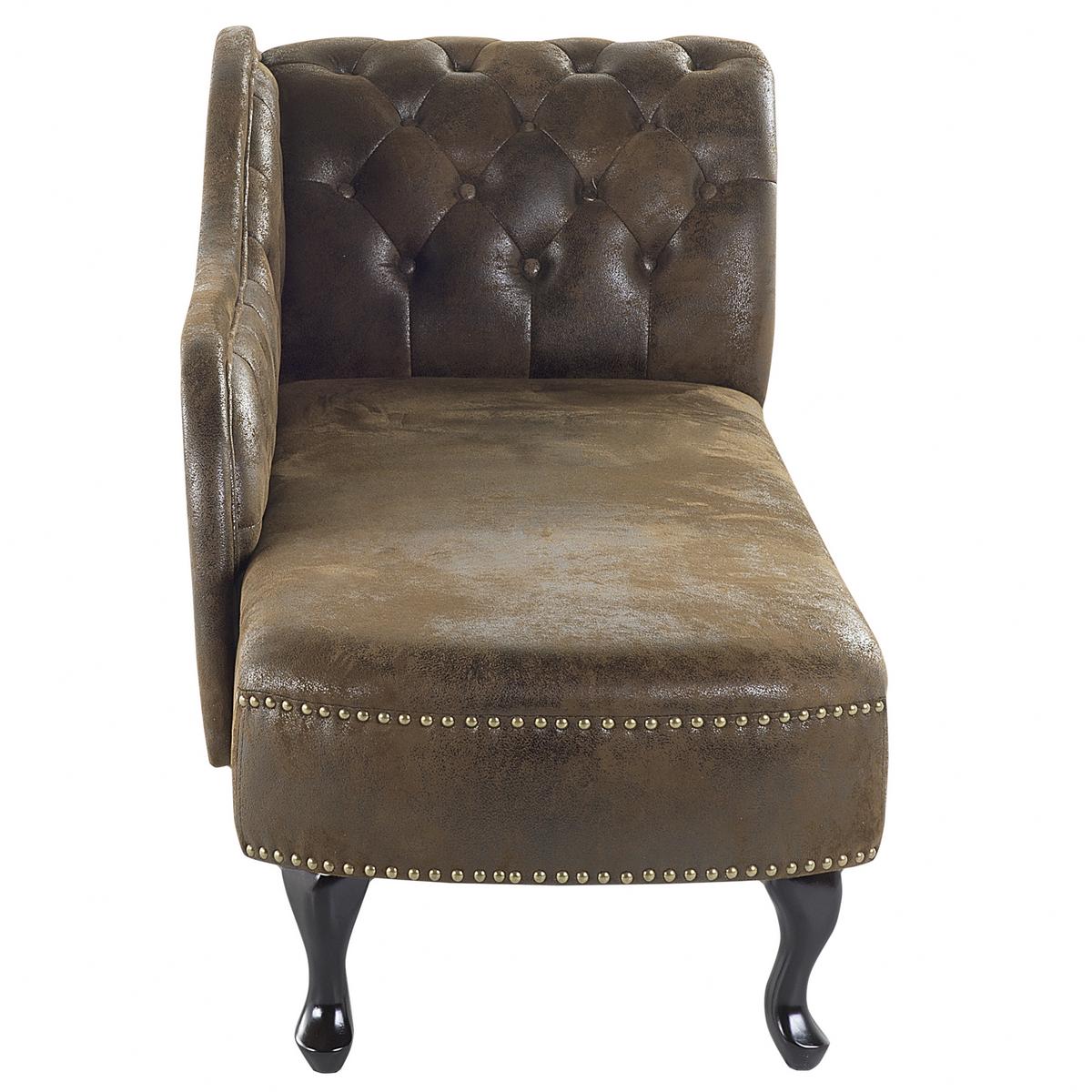 CHAISELONGUE Kunstwildleder braun rechtsseitig Nimes - Braun, Kunststoff (170/79/61cm) - Beliani