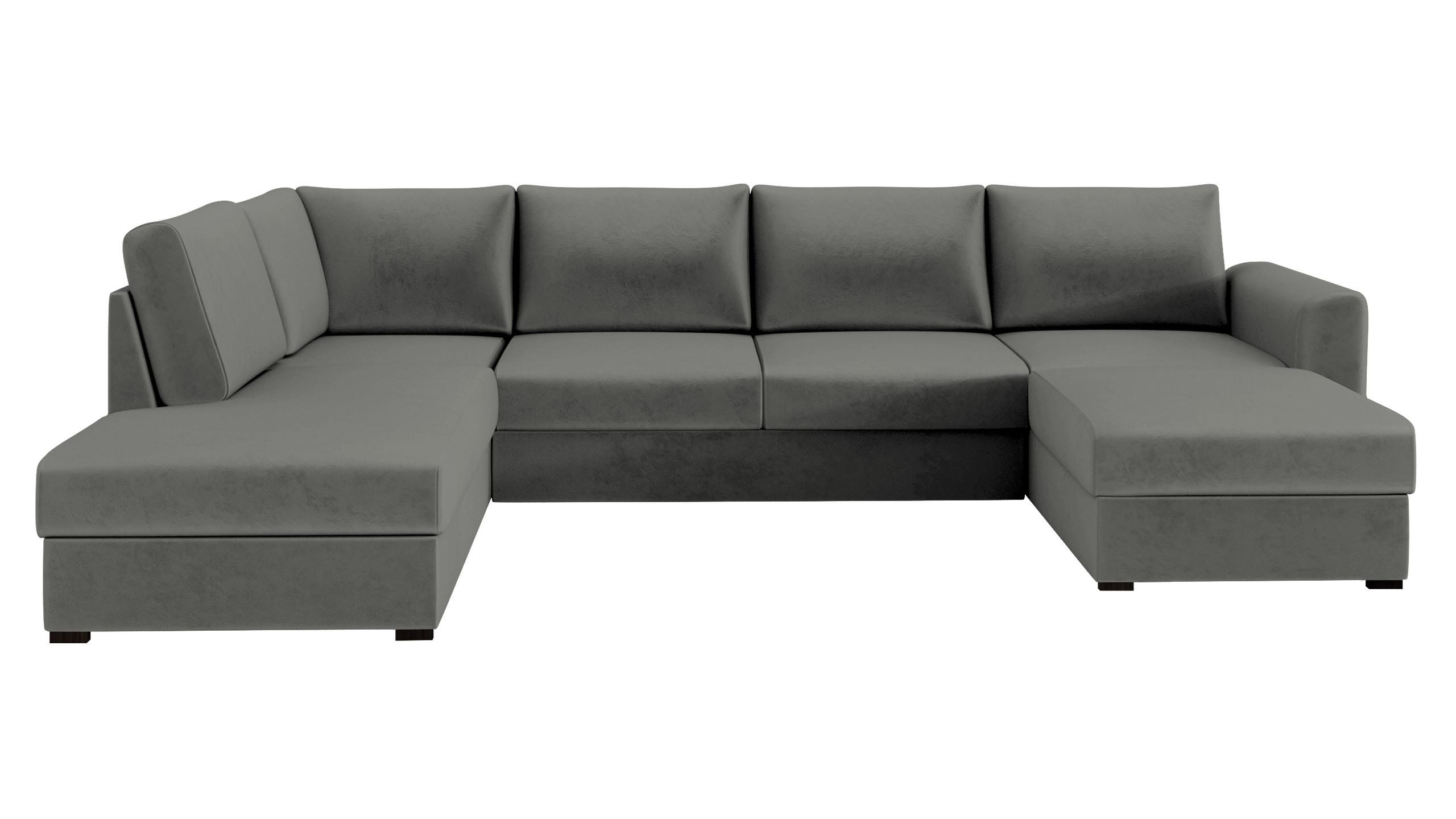 WOHNLANDSCHAFT Wilma, Seite: Links - Greige/Schwarz, Holz/Textil (305/85/188cm) - MIRJAN24