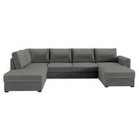 WOHNLANDSCHAFT Wilma, Seite: Links - Greige/Schwarz, Holz/Textil (305/85/188cm) - MIRJAN24