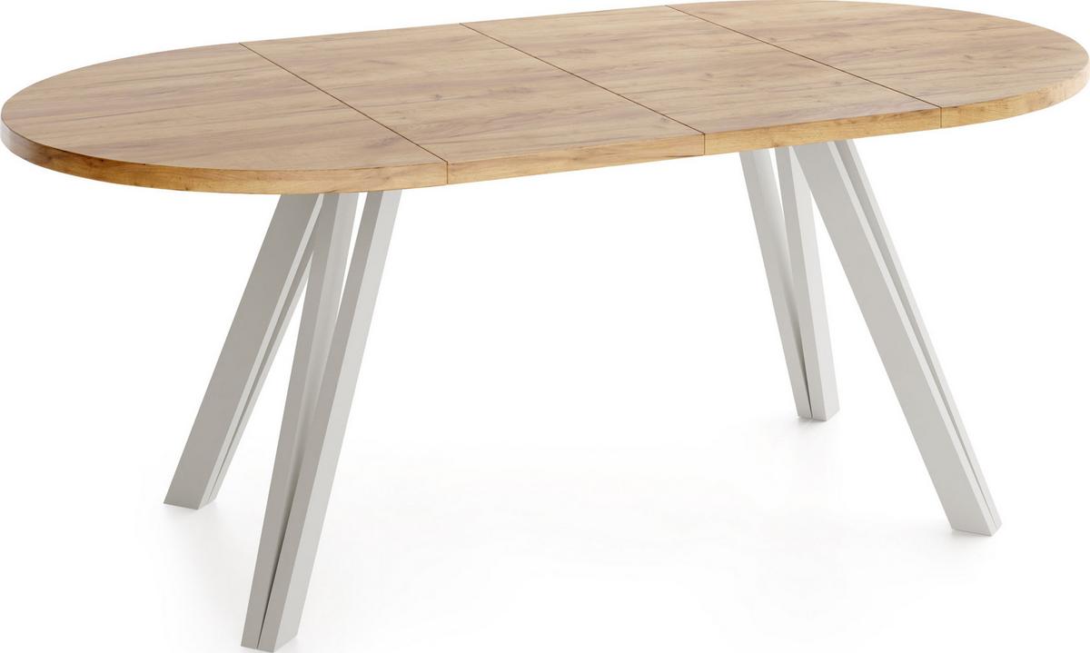 ESSTISCH Ravero runder ausziehbarer, Eiche Braun 100-180/100/77 cm - Kaschmir/Eiche Wotan, Holz/Holzwerkstoff (100/180/76.5cm) - WFL GROUP