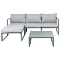 GARTEN-ECKSOFA mit Tisch 3-Sitzer Metall Grün Olang - Hellgrau/Grau, Metall - Beliani
