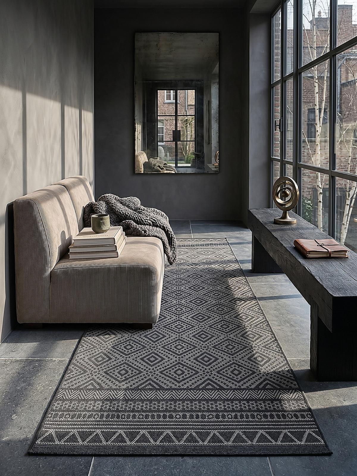TEPPICHLÄUFER Berber ESERA Polypropylen Anthrazit 80 x 150 cm - Anthrazit, Textil (80/150cm) - KADIMA DESIGN