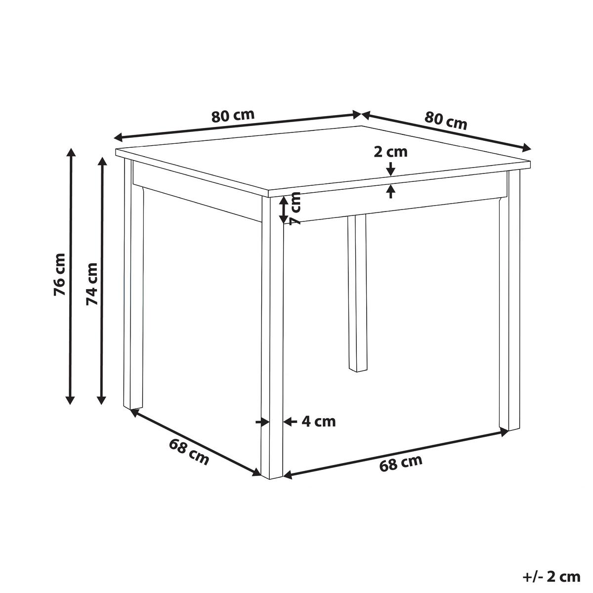 ESSTISCH Holz hellbraun/weiß 80/80 cm Battersby - Hellbraun/Weiß, Holz (80/80/74cm) - Beliani