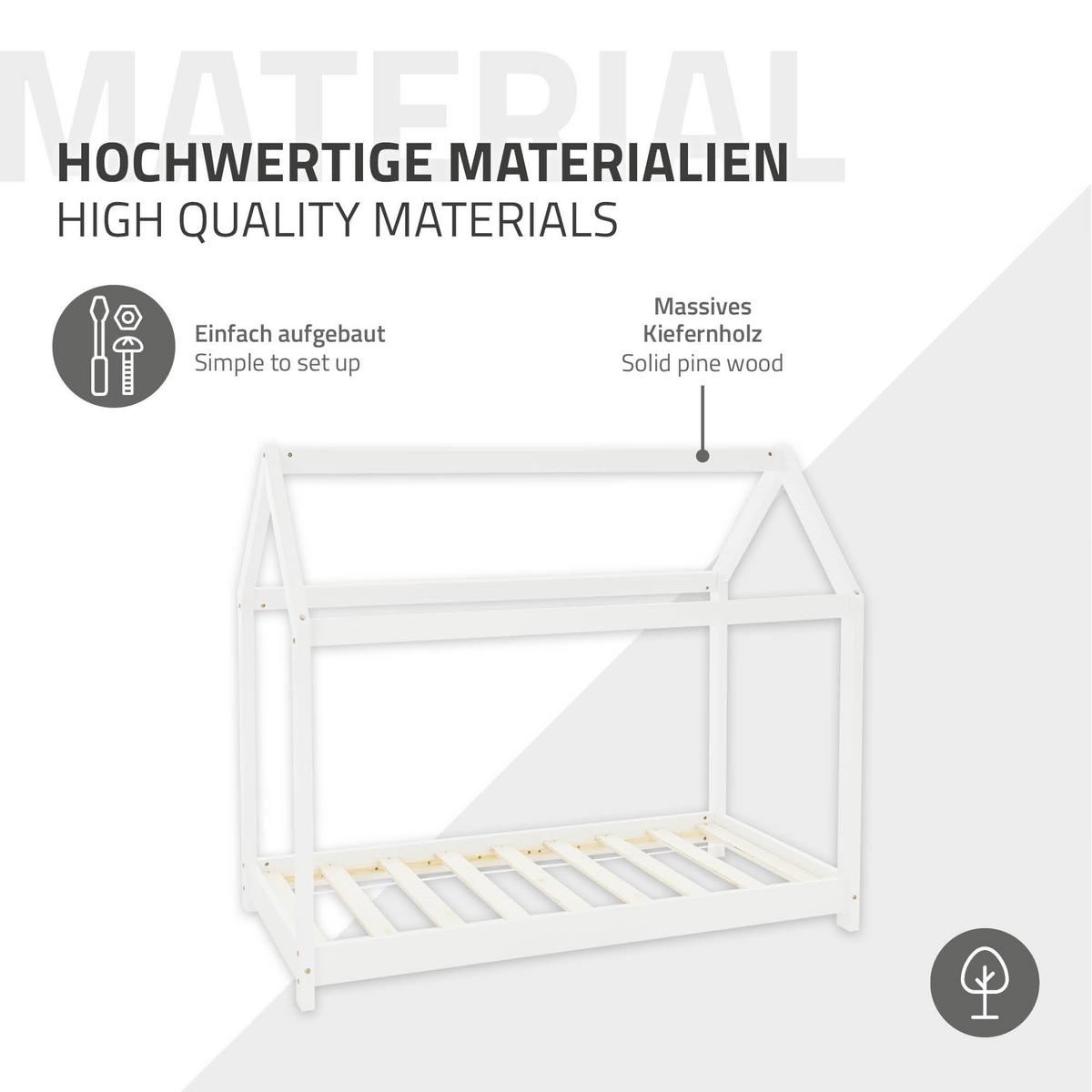 KINDERBETT mit Dach 80x160 cm Weiß - Weiß, Holz (80/160cm) - ML-DESIGN