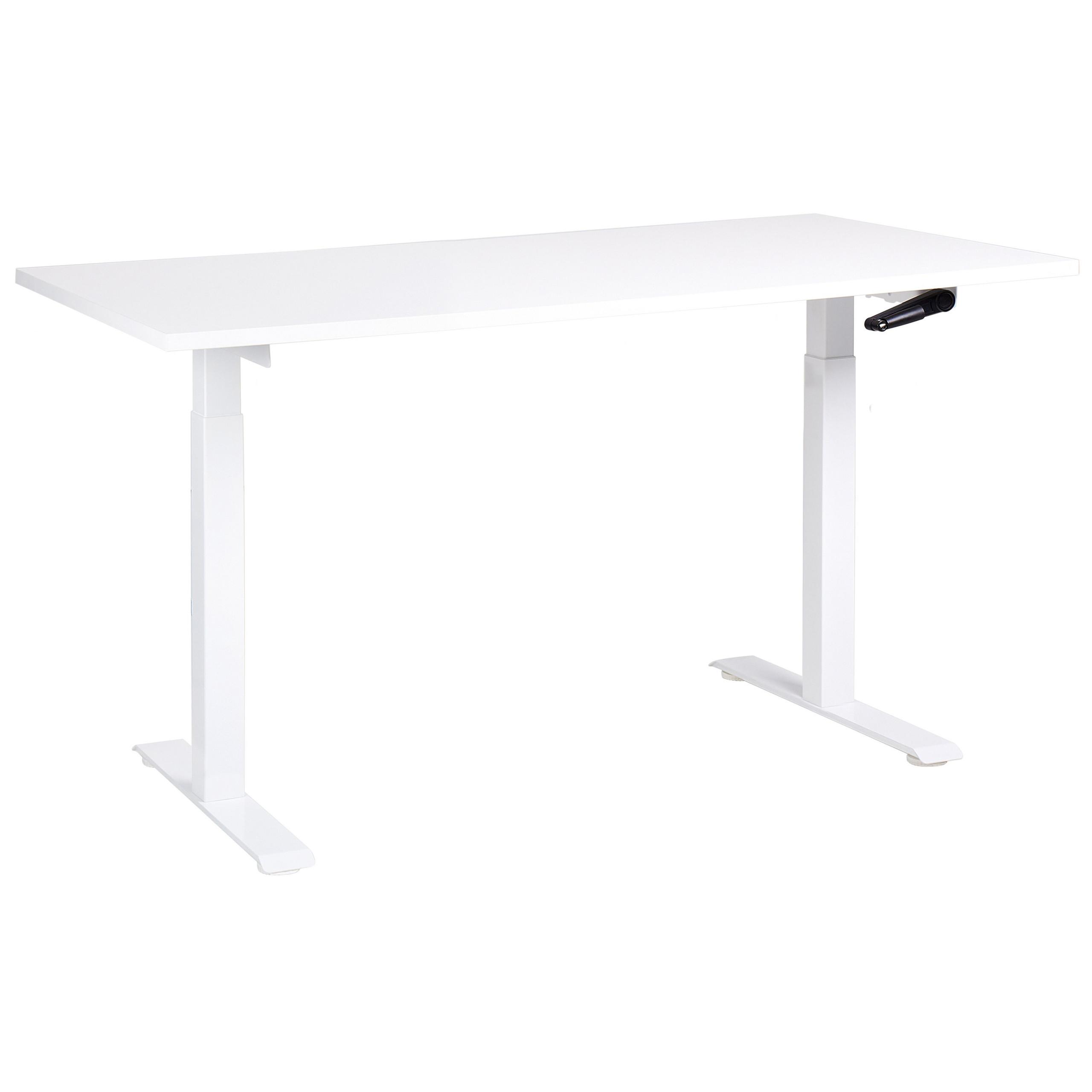 SCHREIBTISCH weiß 160/72 cm manuell höhenverstellbar Destin III - Weiß, Holz (110/58/74cm) - Beliani