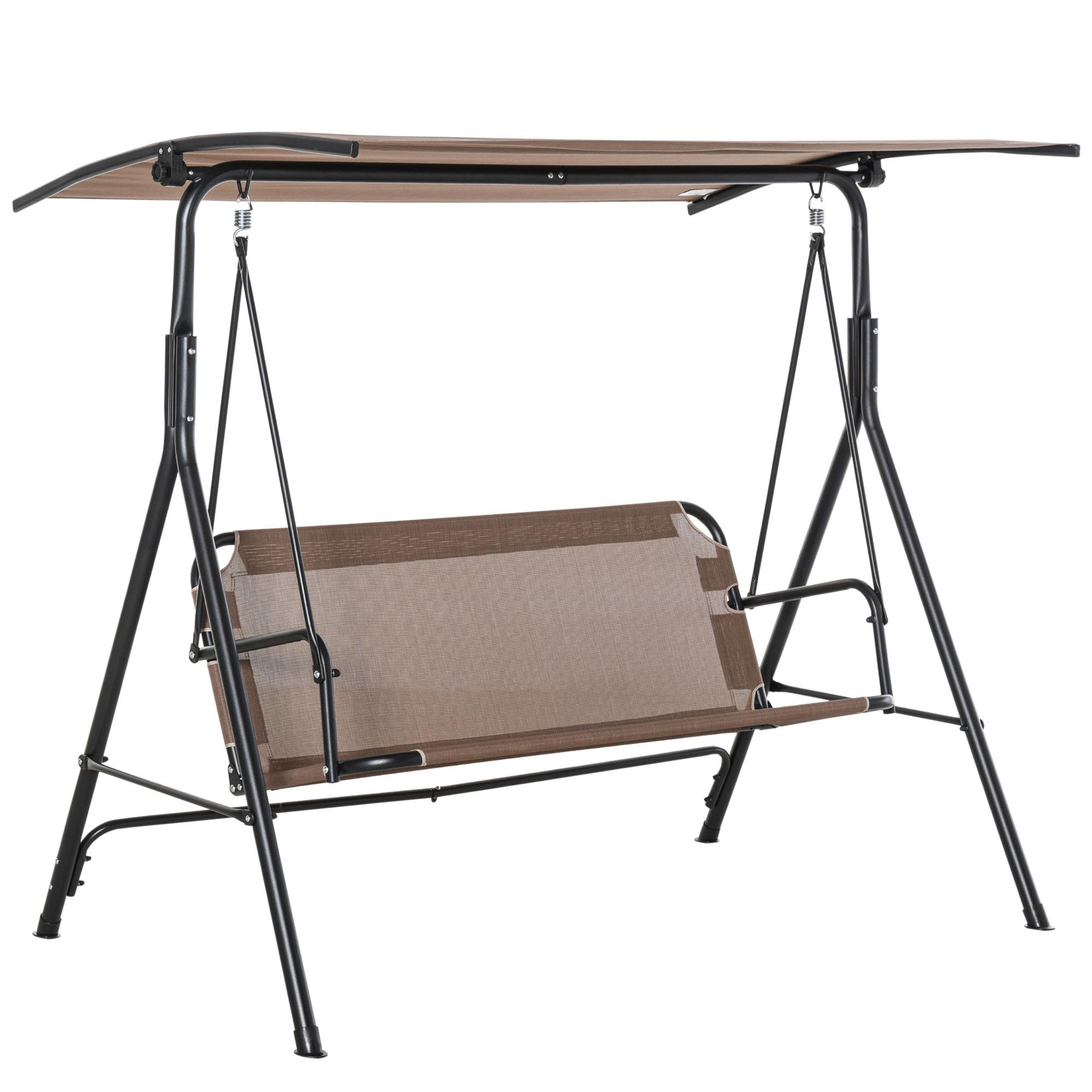 HOLLYWOODSCHAUKEL, Metall, Texteline, Braun - Braun, Metall (110/155/172cm) - Outsunny