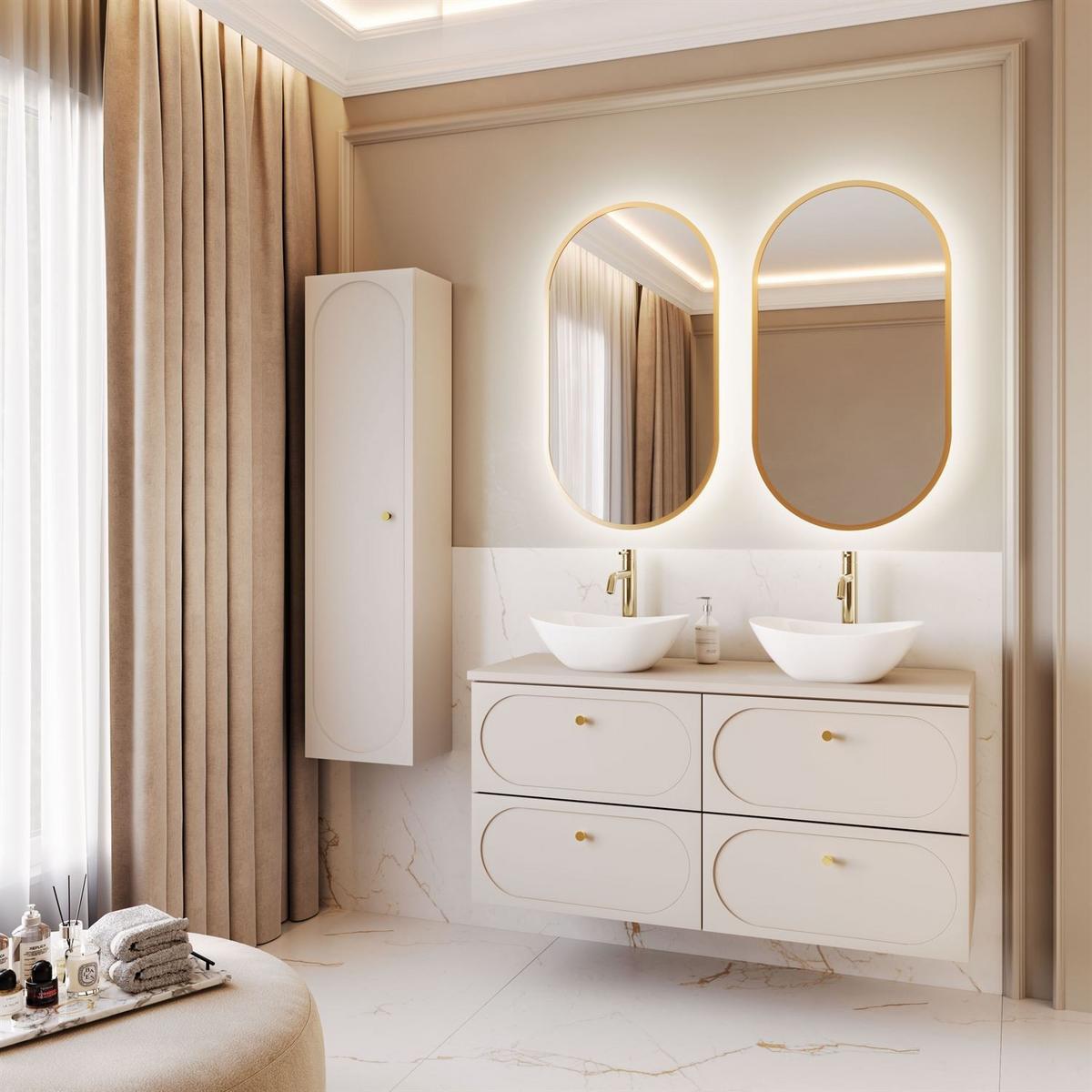 BADEZIMMERSCHRANK IVORY II - Beige, Holzwerkstoff (120/57/46cm) - Lookway