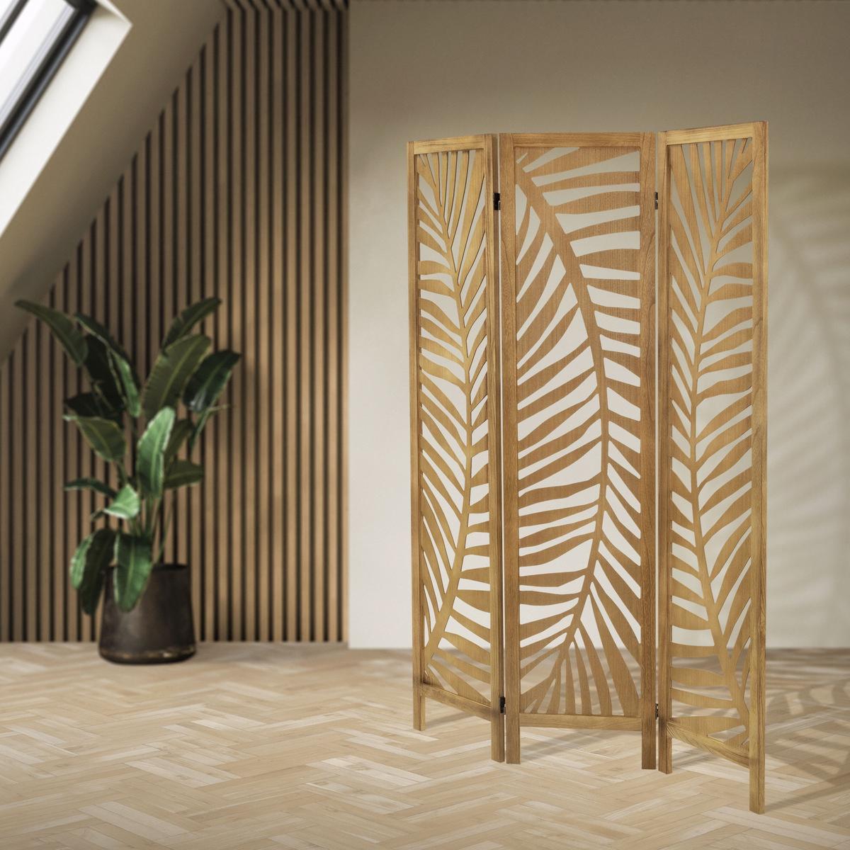 PARAVENT 3 teilig Fukuoka 170x121 cm Natur aus Holz - Beige, Holz (121/170/2cm) - ML-DESIGN
