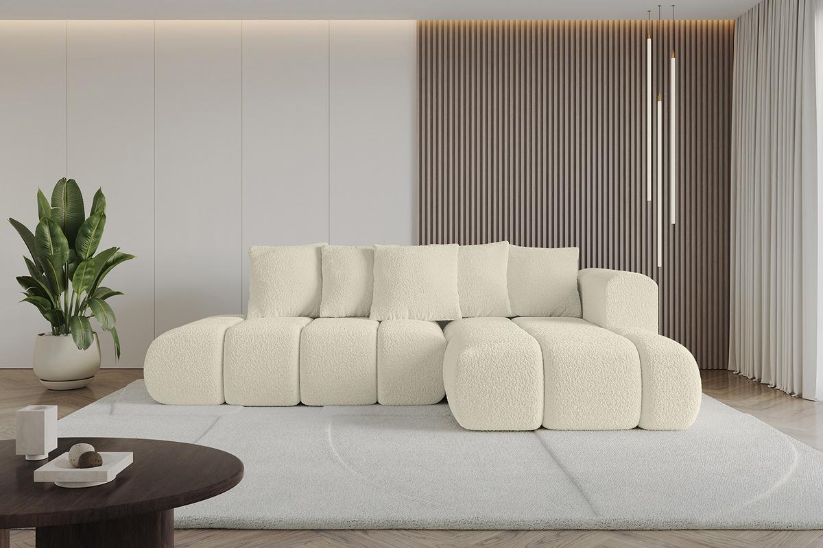 ECKSOFA Ottomane Rechts CLOUD-L-v1 280x185x90 Beige Bouclé - Beige, Holzwerkstoff/Kunststoff (185/280cm) - ALTDECOR