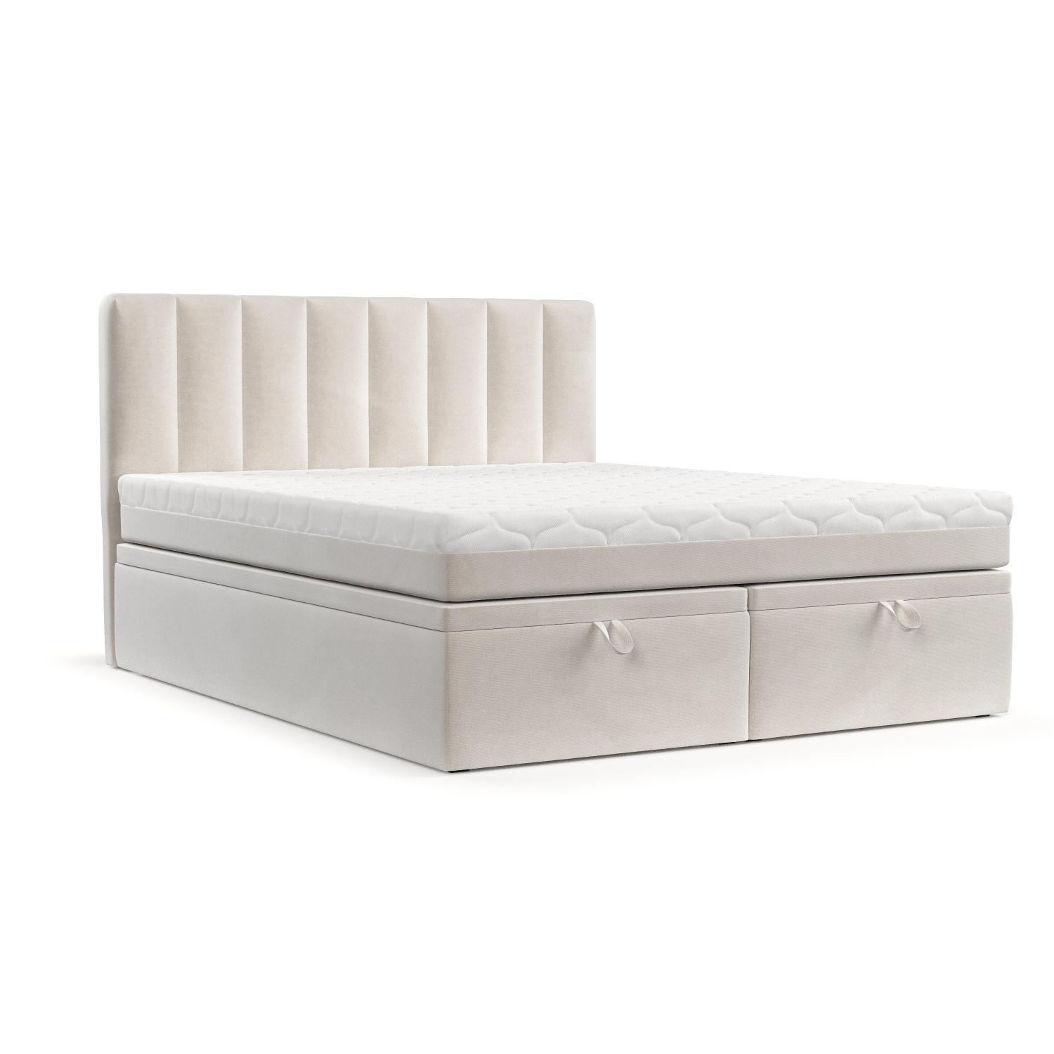 BOXBETT Lume 140/200 cm Creme im Paros Stoff - Creme/Schwarz, Holz/Holzwerkstoff (140/200cm) - AltaBeds