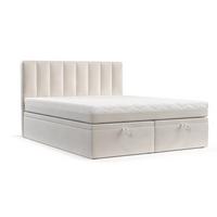 BOXBETT Lume 140/200 cm Creme im Paros Stoff - Creme/Schwarz, Holz/Holzwerkstoff (140/200cm) - AltaBeds
