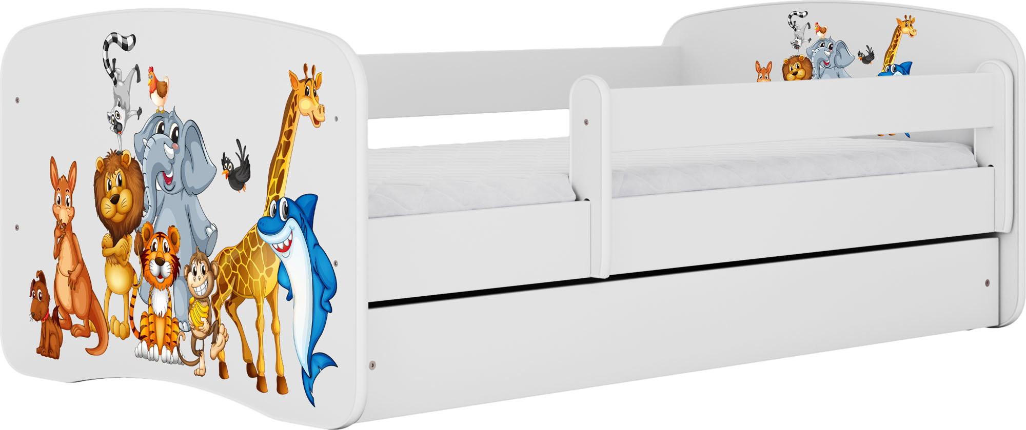 KINDERBETT Emily mit Schublade und Matratze, Weiß 70x140 cm - Braun, Holzwerkstoff (140/70cm) - WFL GROUP
