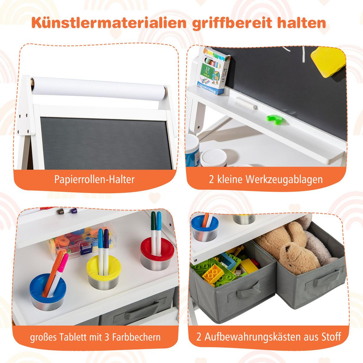 KINDERSTAFFELEI Weiß - Weiß, Holzwerkstoff (54/101.5/46cm) - COSTWAY