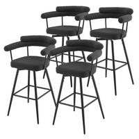 BARHOCKER 4er Set drehbar Dunkelgrau mit Teddy-Stoff 76 cm hoch - Dunkelgrau/Schwarz, Textil/Metall (61/103/55cm) - ML-DESIGN