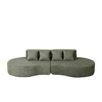 SOFA aus Chenille in Grün Modularer Memory-Schaum & Waschbarer Bezug - Grün, Textil (110/65/310cm) - Urban Meuble
