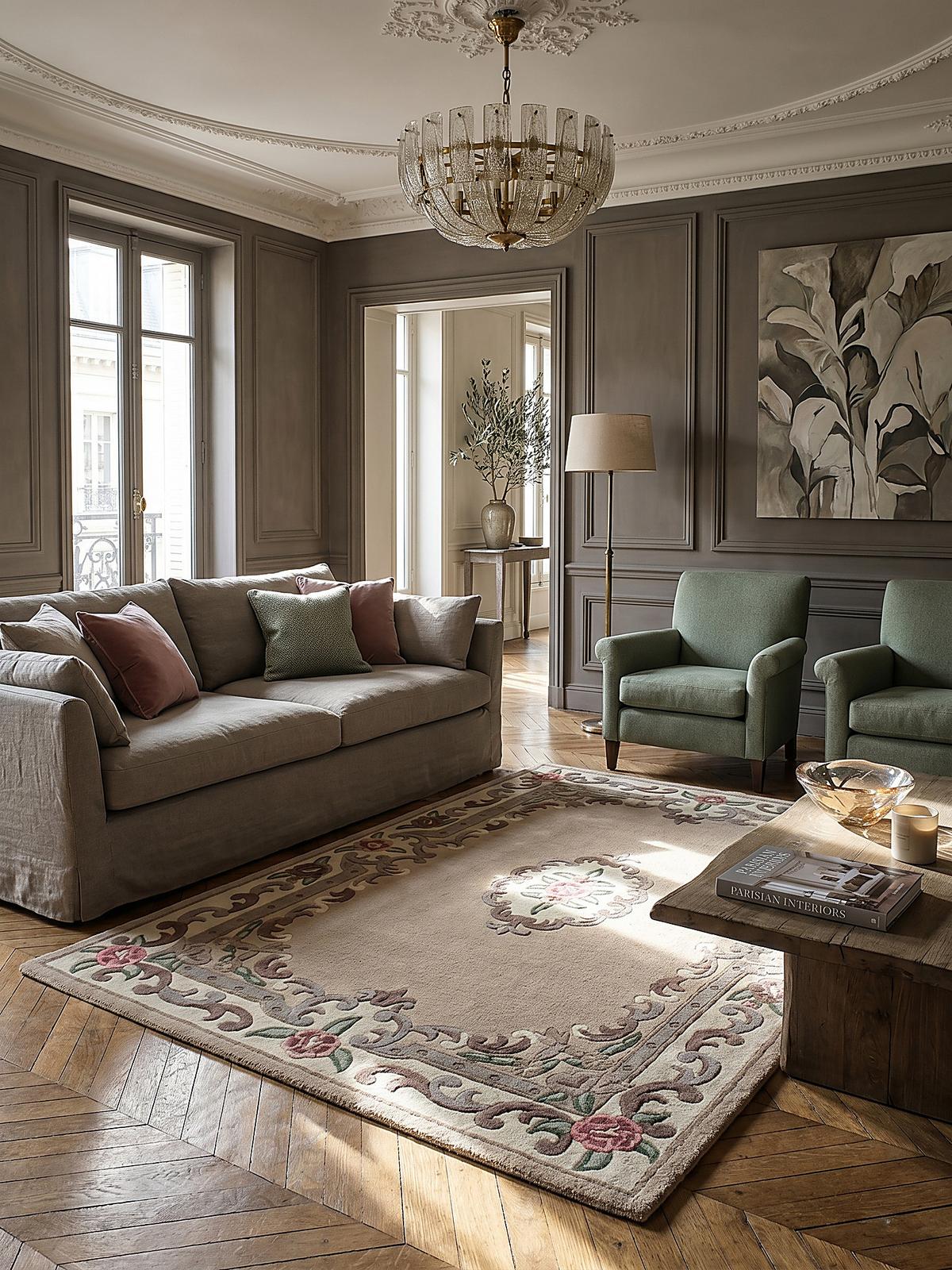 WOLLTEPPICH BEAULY, klassisch, Braun-Beige, 120 x 180 cm - Braun, Textil (120/180cm) - KADIMA DESIGN