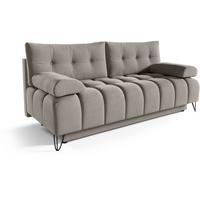 SCHLAFSOFA Bergen im Veloursstoff, Dunkelbeige - Greige/Schwarz, Textil (197/93/100cm) - Beautysofa