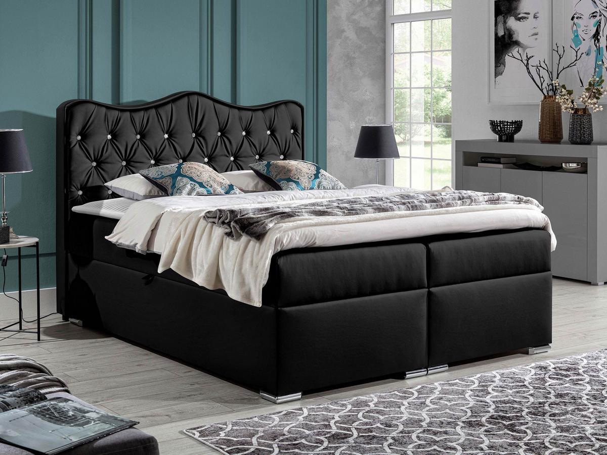 BOXBETT Sultan - H3 - Schwarz, Holz (160/200cm) - MIRJAN24