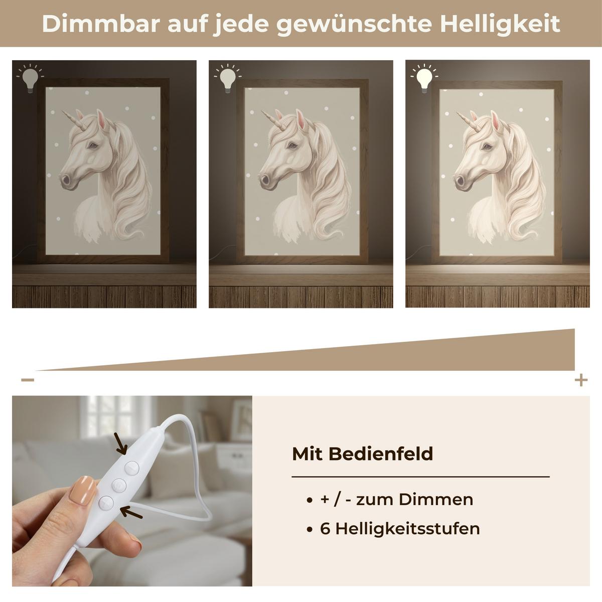 WANDLEUCHTE Einhorn - Weiß - Punkte 20x30 cm - Taupe, Holzwerkstoff (20/30/8cm) - OnlyWow