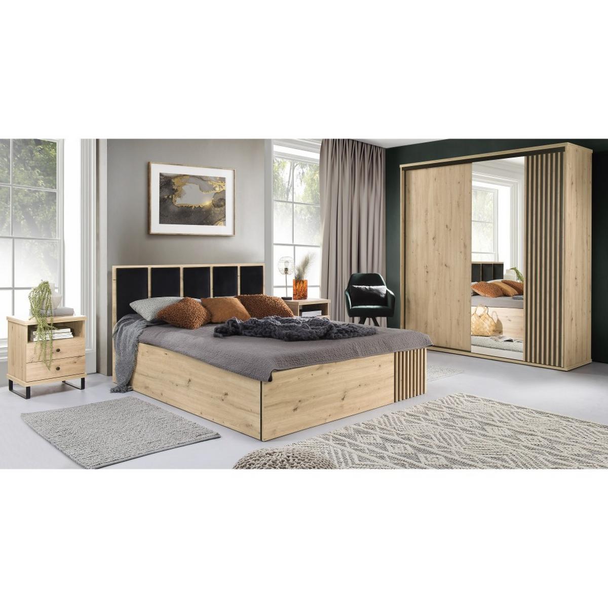 VITRINE Caya mit zwei Türen und zwei Schubladen, Eiche Artisan - Eiche Artisan, Holzwerkstoff (86/191/41cm) - Beautysofa