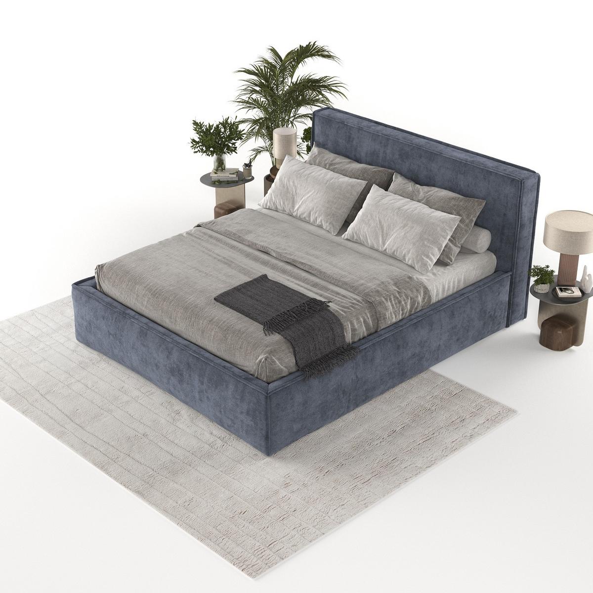 POLSTERBETT Sato mit Stauraum 120/200 cm Dunkelblau im Terra NW Stoff - Blaugrau/Schwarz, Holz/Holzwerkstoff (120/200cm) - AltaBeds
