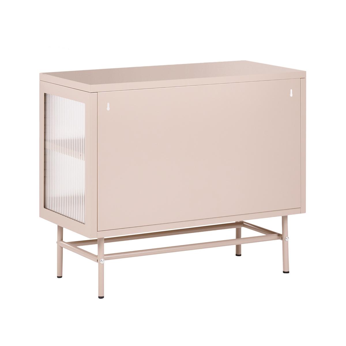 SIDEBOARD mit Glastüren Metall 77 cm Beige Devon - Beige, Metall (77/64/35cm) - Beliani