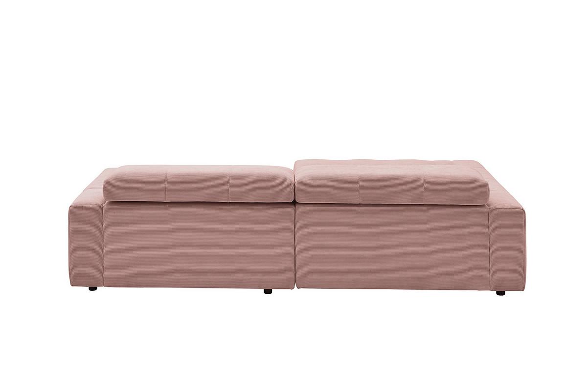 ECKSOFA MIT MOTORISCHEM SITZVORZUG RENO Pink Cord Relaxfunktion - Schwarz/Rosa, Kunststoff/Textil (258/217cm) - KAWOLA