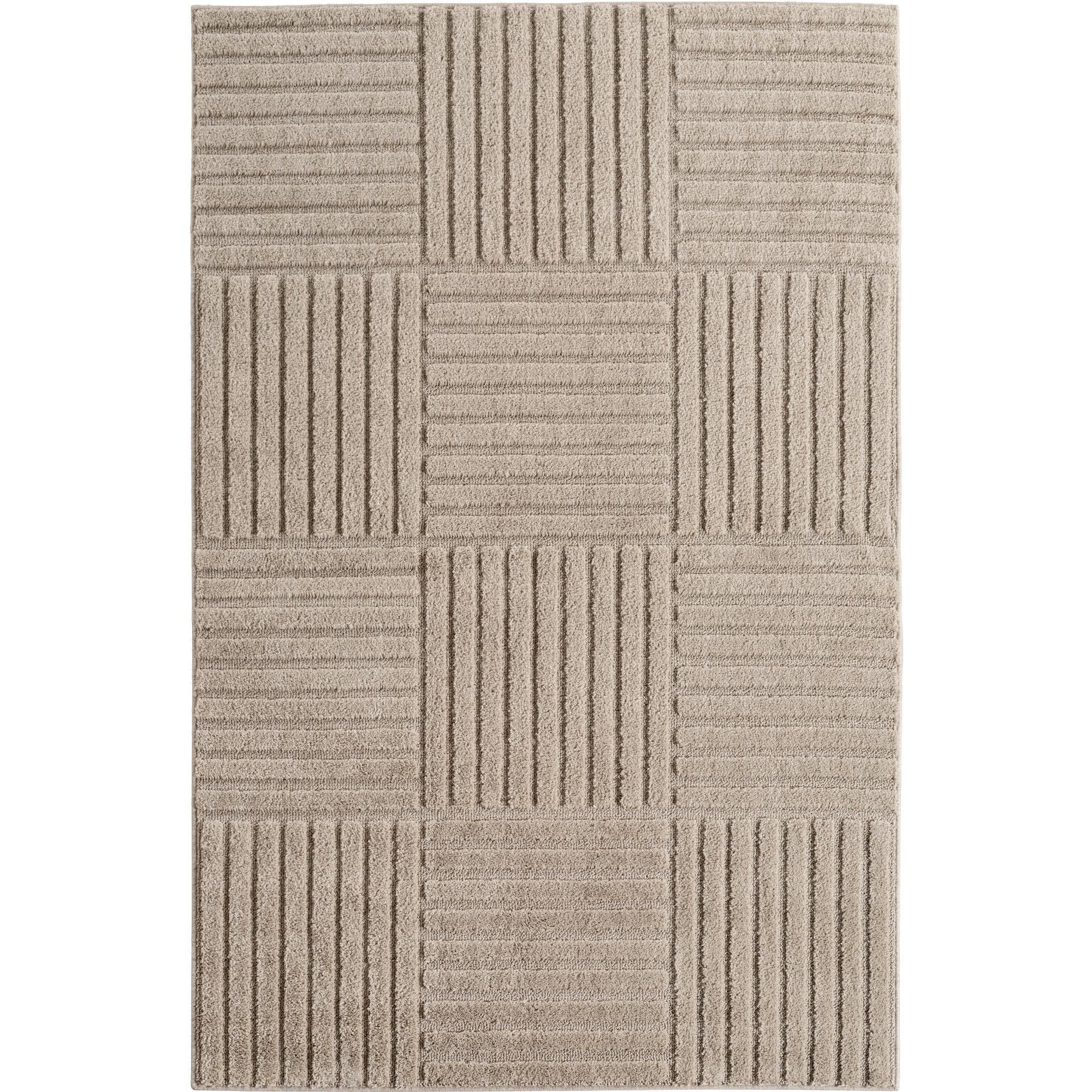 TEPPICH Hochflor RIGI in Beige, mit Cord-Streifen-Patchwork, 160 x 230 cm - Beige, Textil (160/230cm) - KADIMA DESIGN