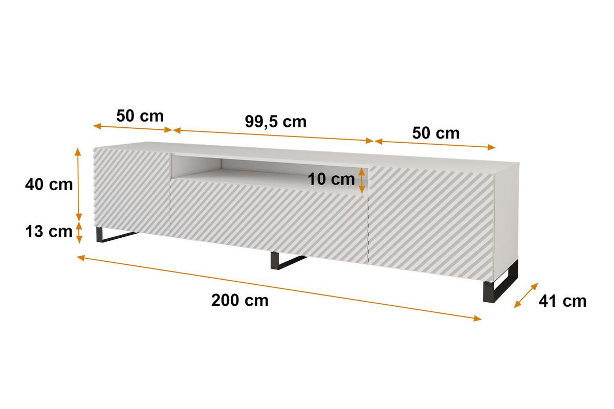 LOWBOARD ZENO-S 200x53x41 cm - Weiß - Schwarz/Weiß, Holzwerkstoff (200/53/41cm) - ALTDECOR