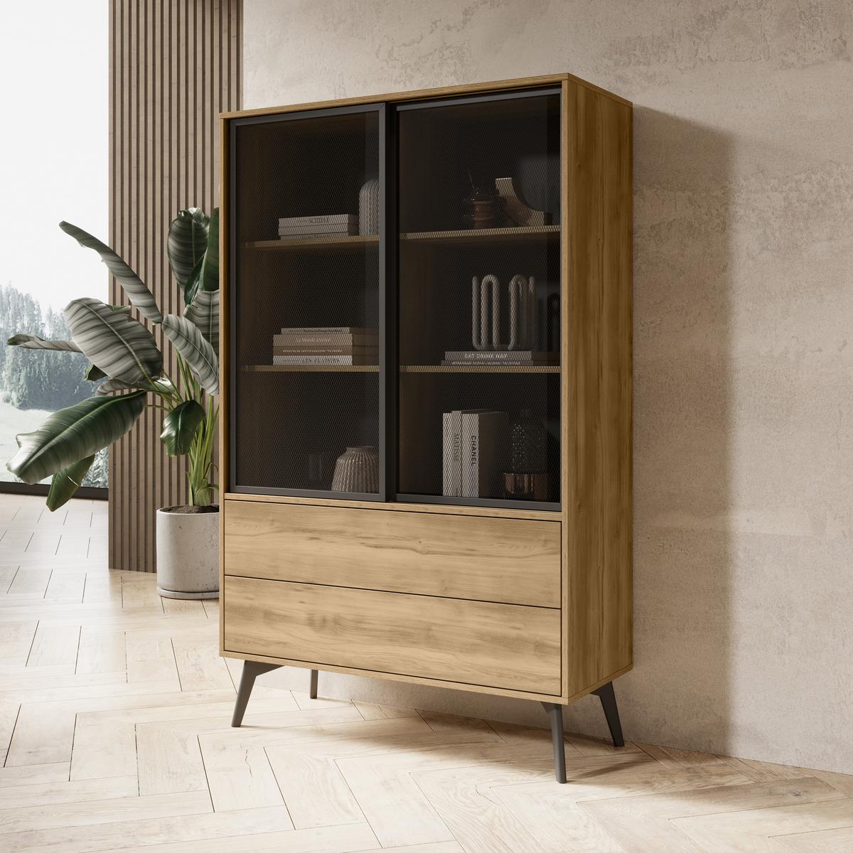VITRINE VIGORE 164,9 / 100,5 cm in Eichefarben - Eichefarben/Naturfarben, Holzwerkstoff (100.5/164.9/39cm) - MASSENO