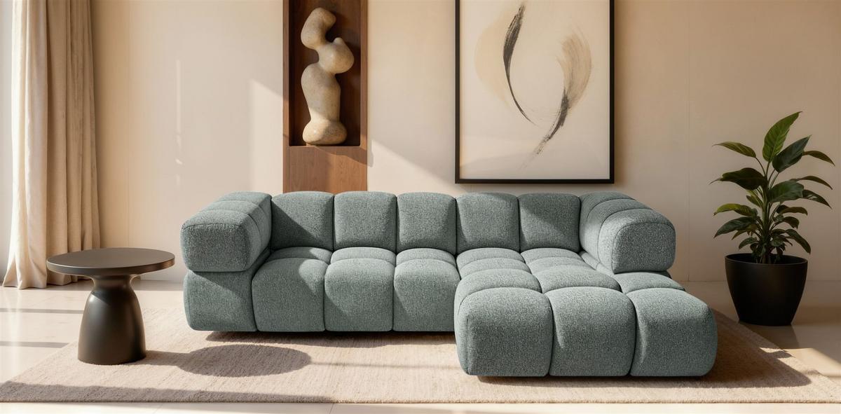 ECKSOFA Blanche In Puente - Grün, Holzwerkstoff/Textil (150/280cm) - Fun Möbel