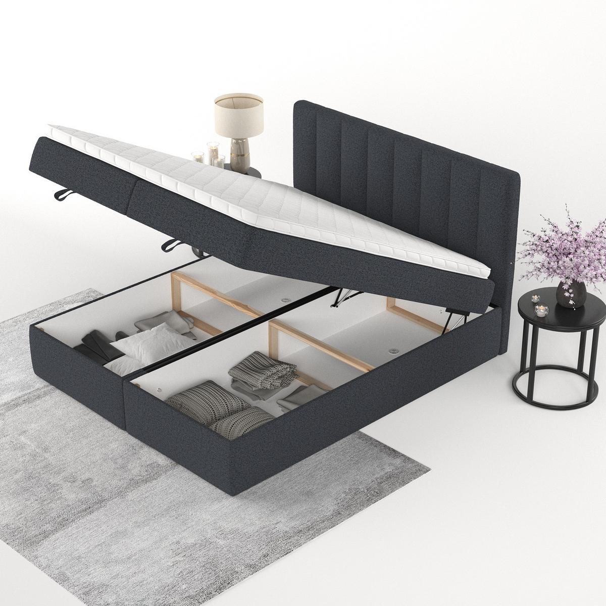 BOXBETT Lusso 140/200 cm Anthrazit im Riva Stoff - Anthrazit/Schwarz, Holz/Holzwerkstoff (140/200cm) - AltaBeds
