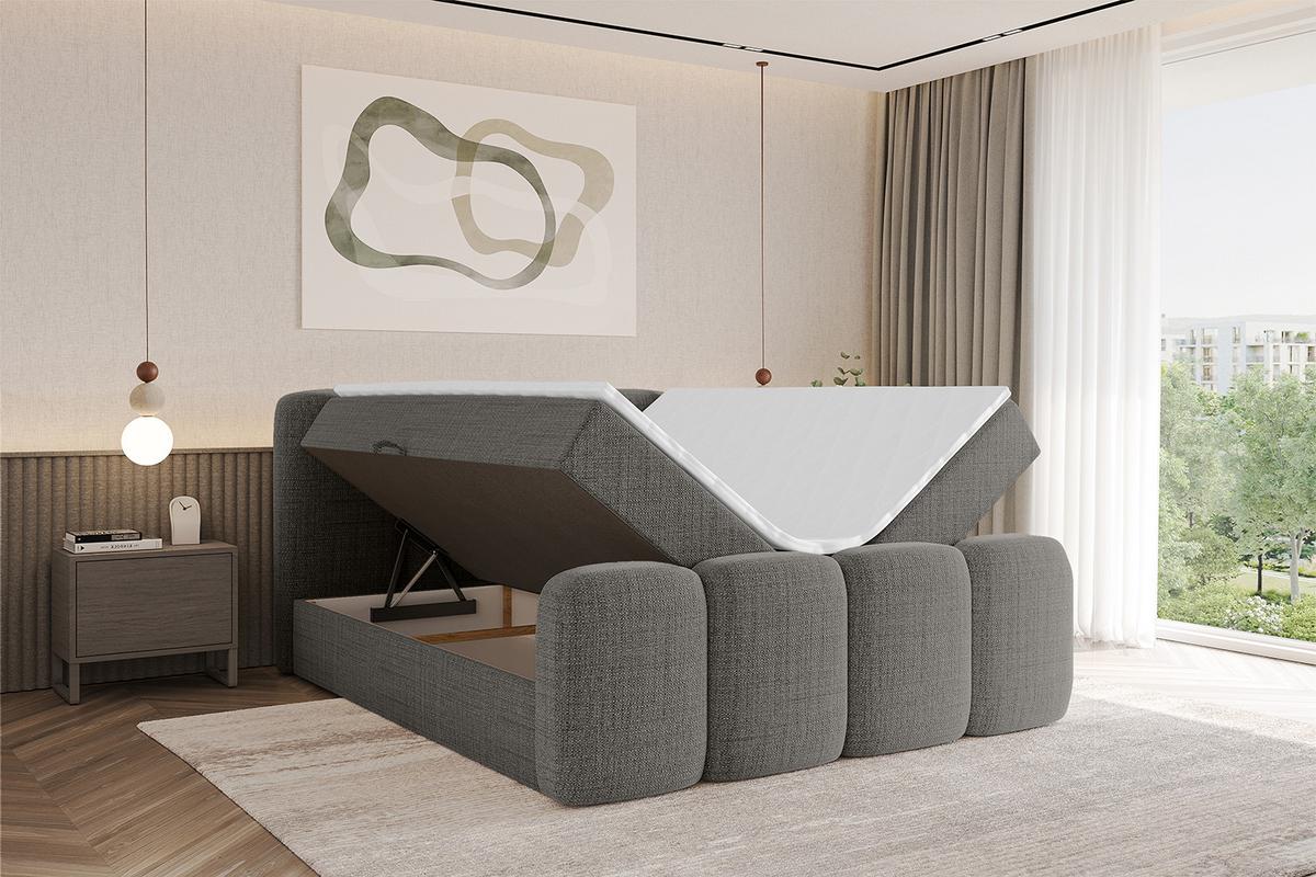 BOXBETT mit Matratze H4 und Lattenrost - NINA-Z - 160x200 cm - Grau - Grau, Holzwerkstoff (160/200cm)