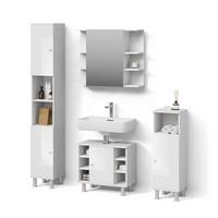 BADMÖBEL-SET Fucino Weiß Hochglanz 4 Teile - Weiß Hochglanz, Holzwerkstoff (80/64/21cm) - Livinity®