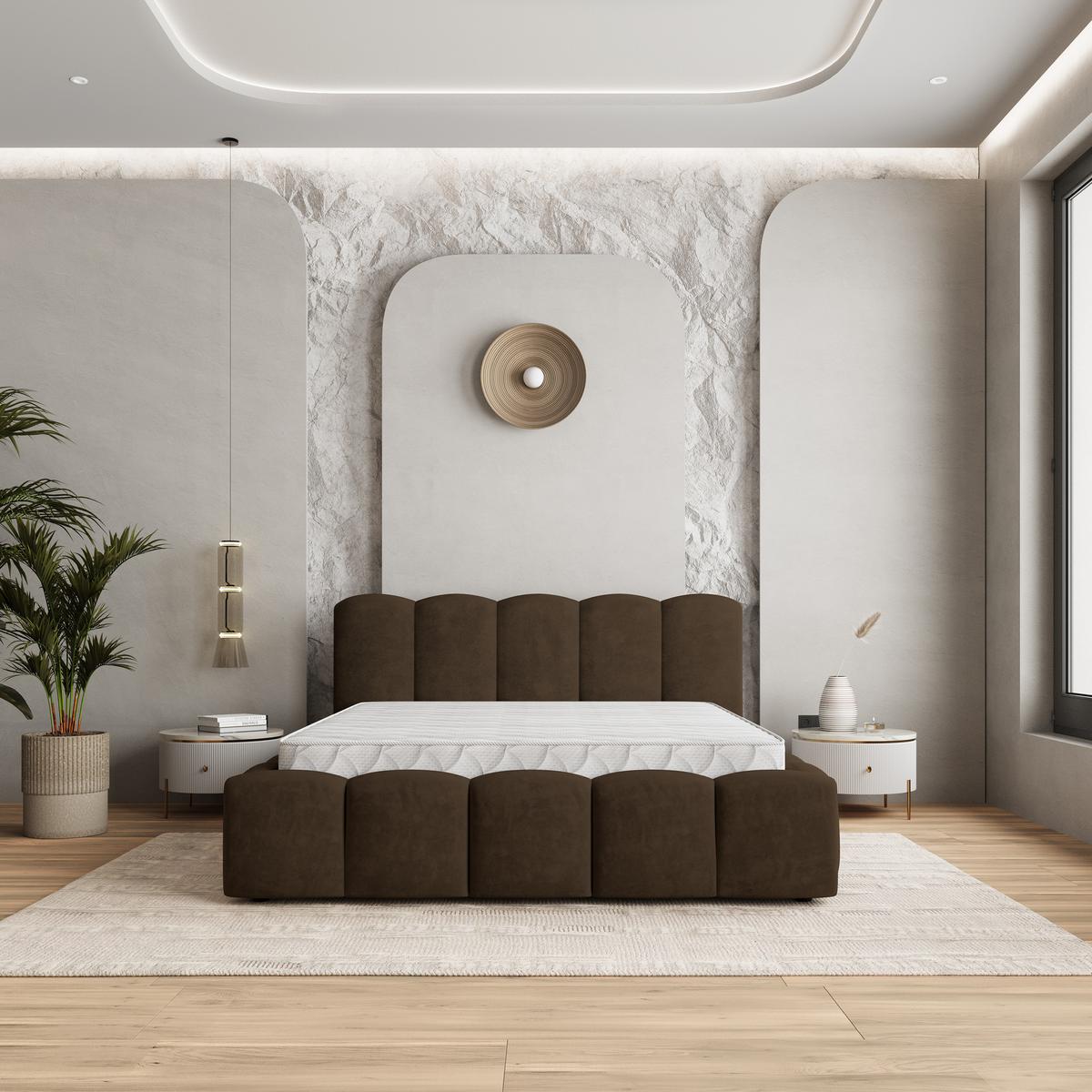 POLSTERBETT FALINA K 120x200 cm mit Bettkästen - Braun - Braun, Holz/Textil - MASSENO