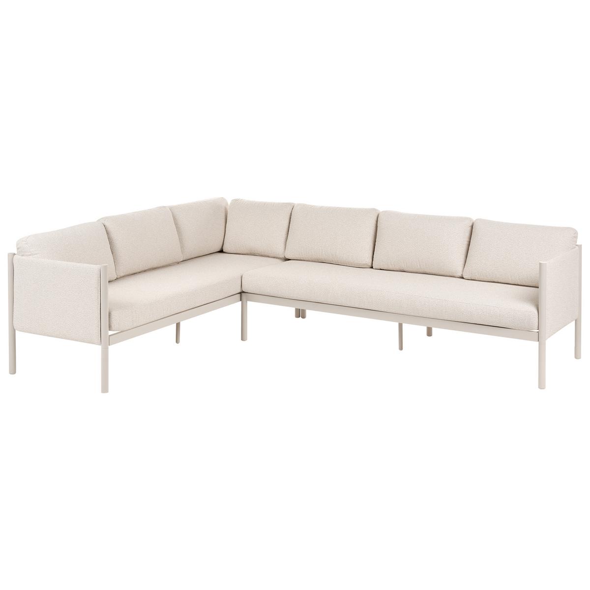 GARTEN Ecksofa mit Tisch 5-Sitzer Metall Hellbeige rechtsseitig Tonara - Beige, Metall - Beliani