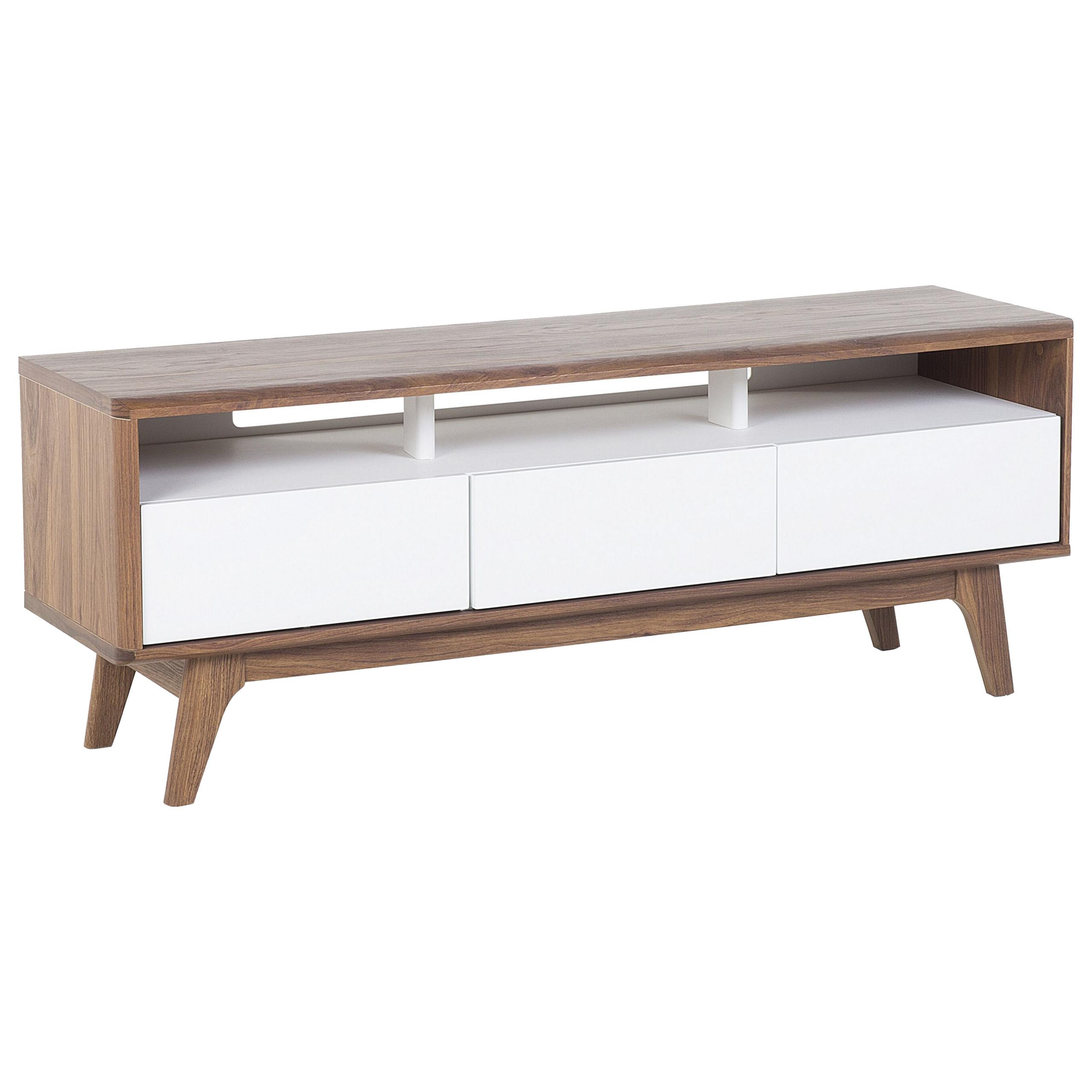 TV-MÖBEL Dunkelbraun, Weiß SYRACUSE 39/140/53 cm - Dunkelbraun, Holzwerkstoff (140/53/39cm) - Beliani