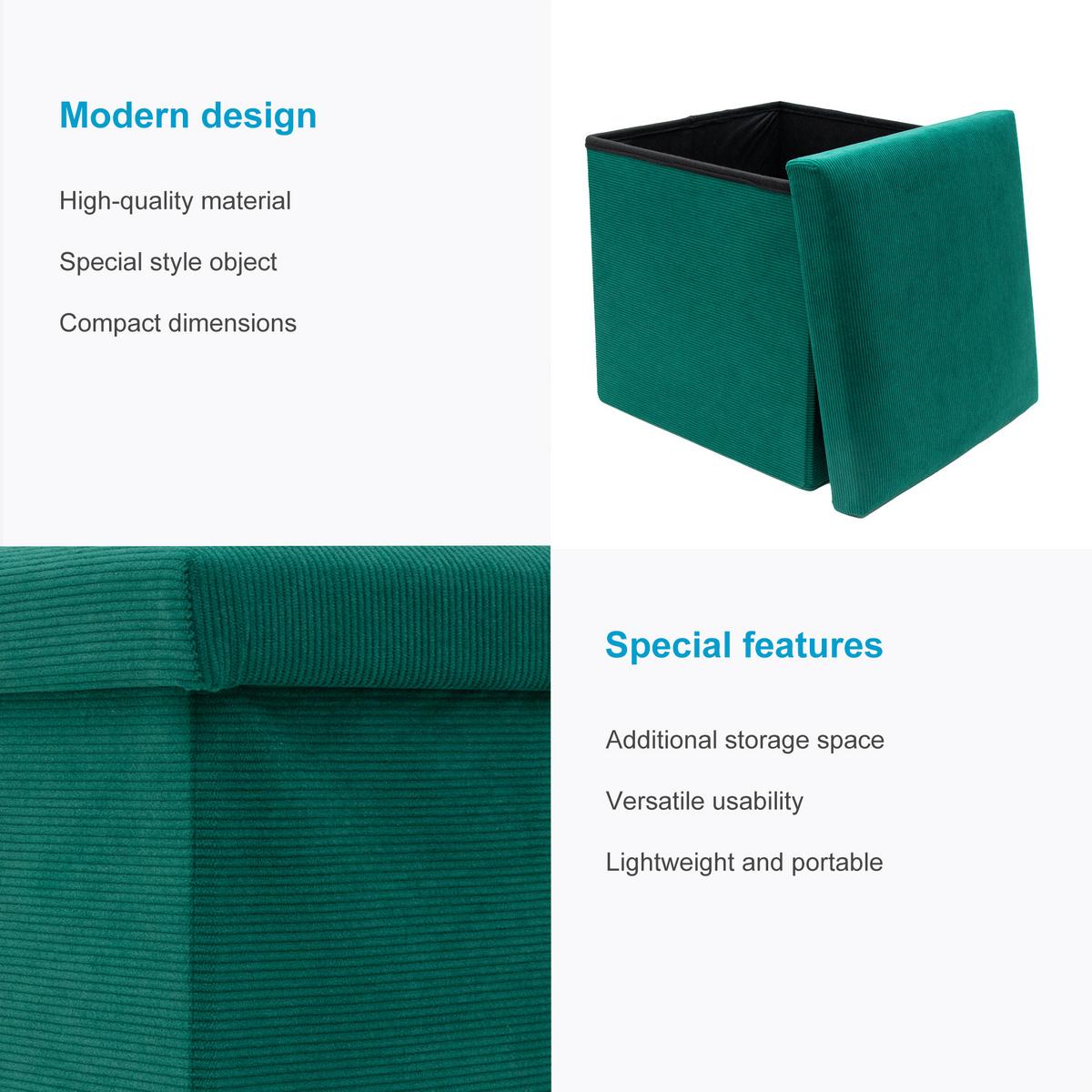 FALTBARER SITZHOCKER - Grün, Textil (38/38/38cm) - Intirilife