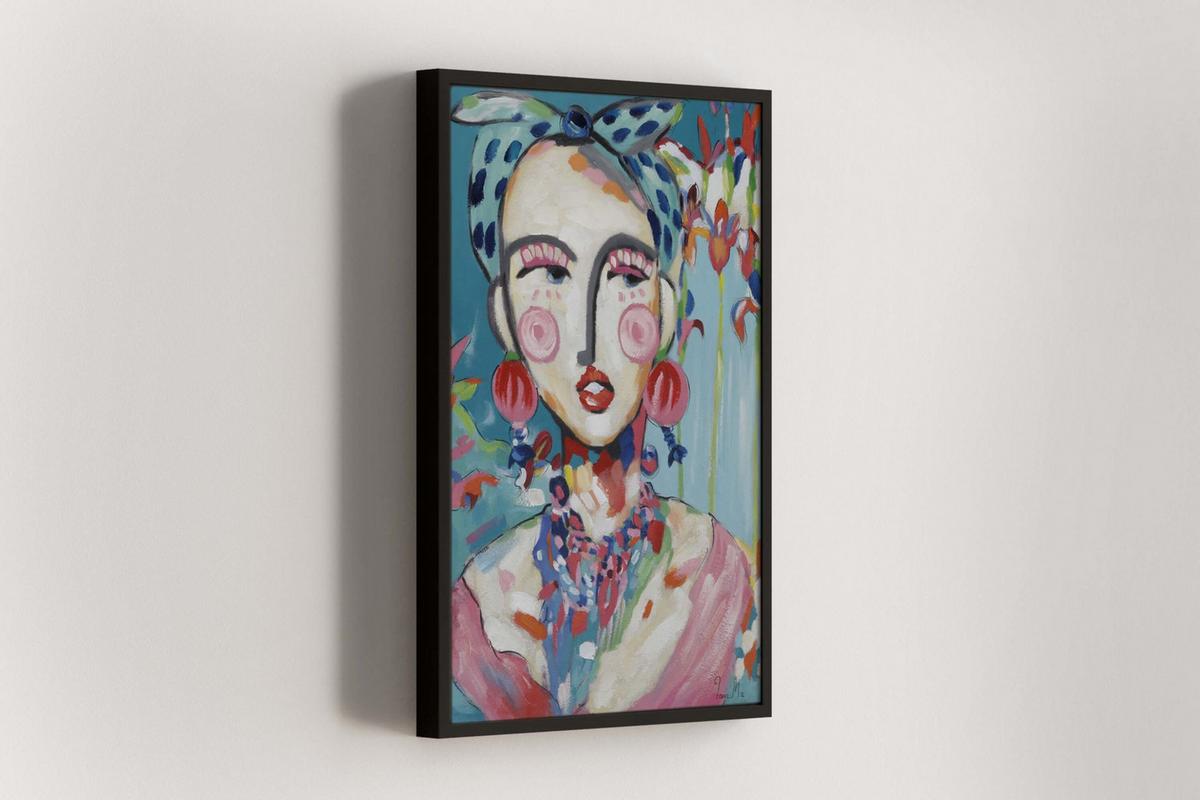 ACRYLBILD HANDGEMALT 60/90 cm - Blau/Pink, Holz/Textil (60/90cm) - KUNSTLOFT