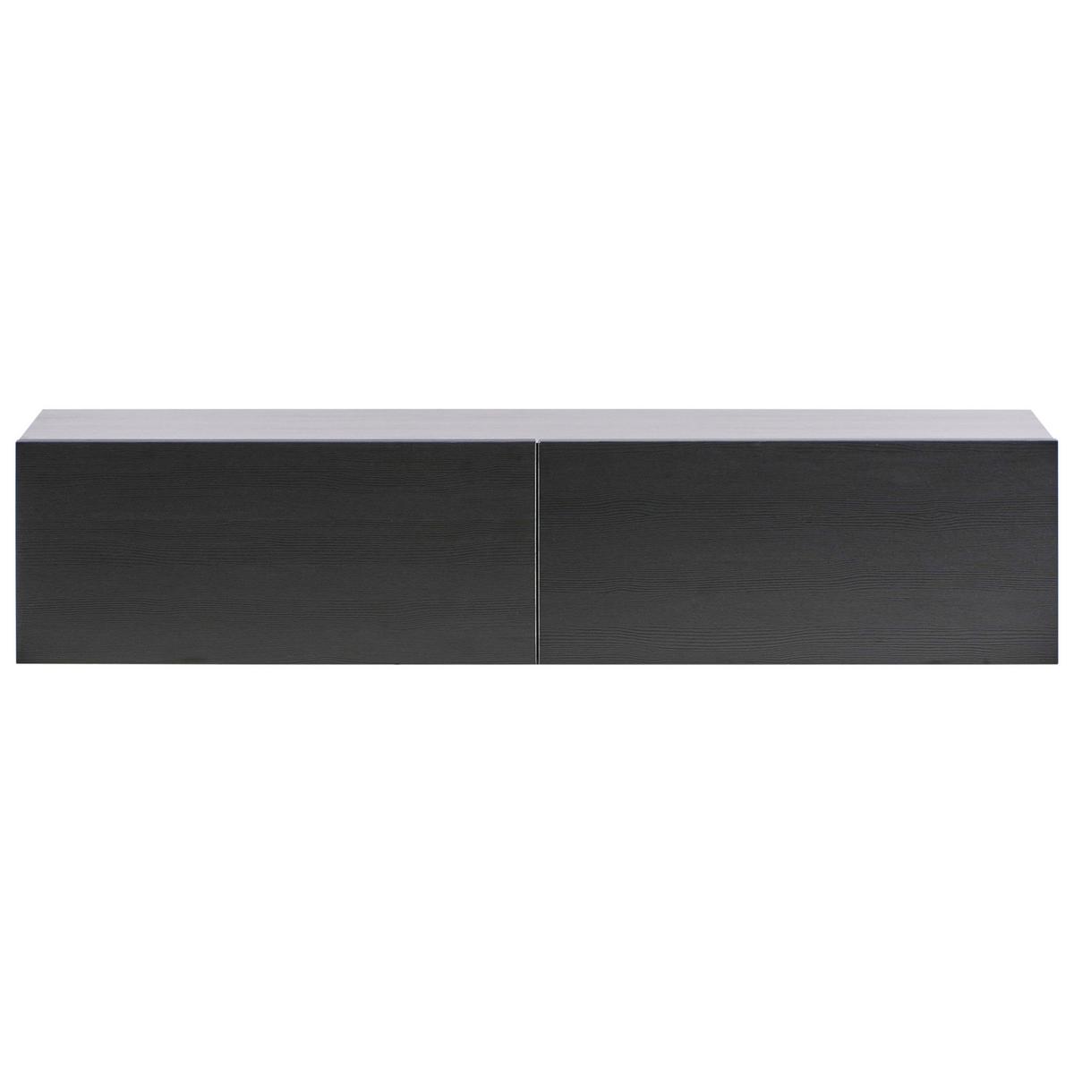 WANDMONTIERTER-TV-SCHRANK Schwarz Gladstone - Schwarz, Holzwerkstoff (140/30/32cm) - Beliani