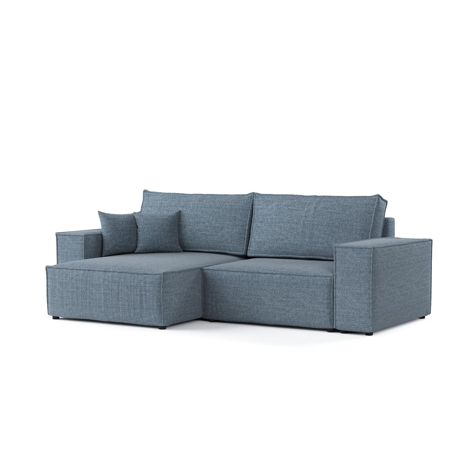 ECKSOFA CAVO mit Schlaffunktion Blaugrau im City Stoff - Blaugrau/Schwarz, Holz/Holzwerkstoff (255/148cm) - AltaBeds