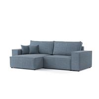 ECKSOFA CAVO mit Schlaffunktion Blaugrau im City Stoff - Blaugrau/Schwarz, Holz/Holzwerkstoff (255/148cm) - AltaBeds