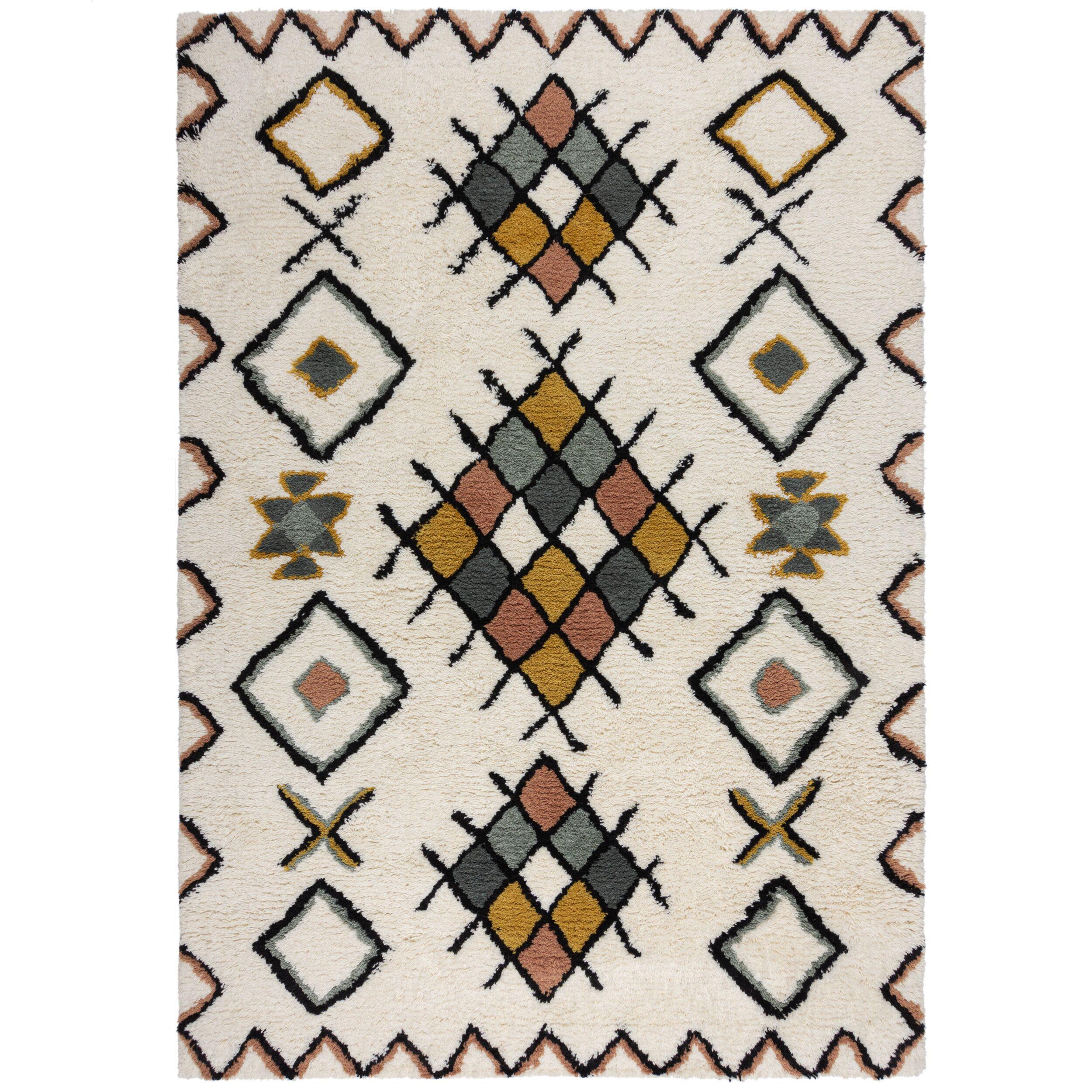WOLLTEPPICH BRUE, mit Rautenmuster, aus Wolle, Bunt, 120 x 170 cm - Multicolor, Textil (170/120cm) - KADIMA DESIGN