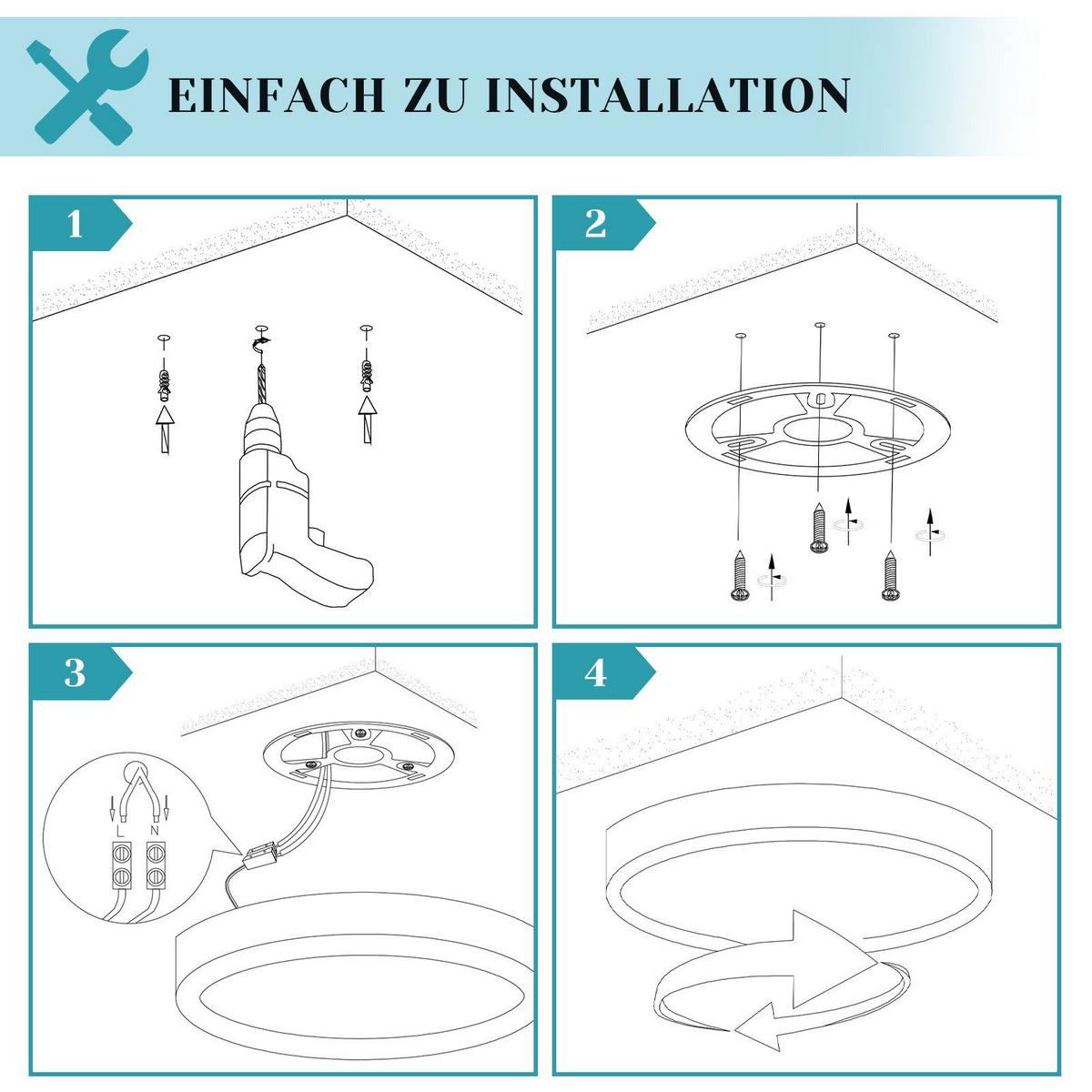 LED-DECKENLEUCHTE Emerson 30/30/3 cm - Schwarz, Kunststoff (30/30/3cm) - Nettlife