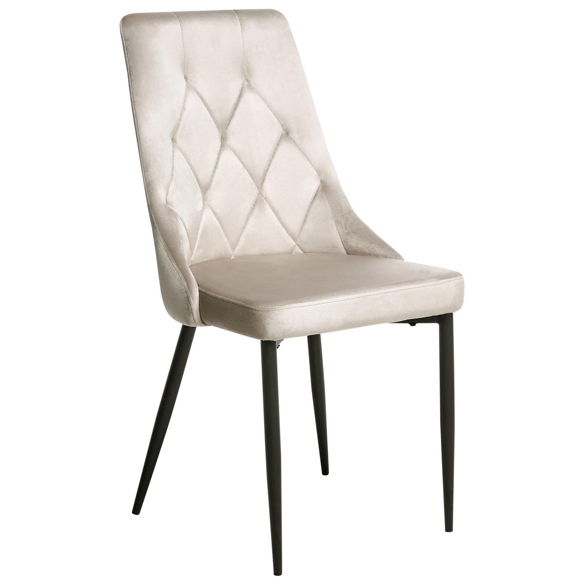 ESSZIMMERSTUHL 2er-Set Samtstoff Beige Avenir - Beige, Textil (49/95/60cm) - Beliani