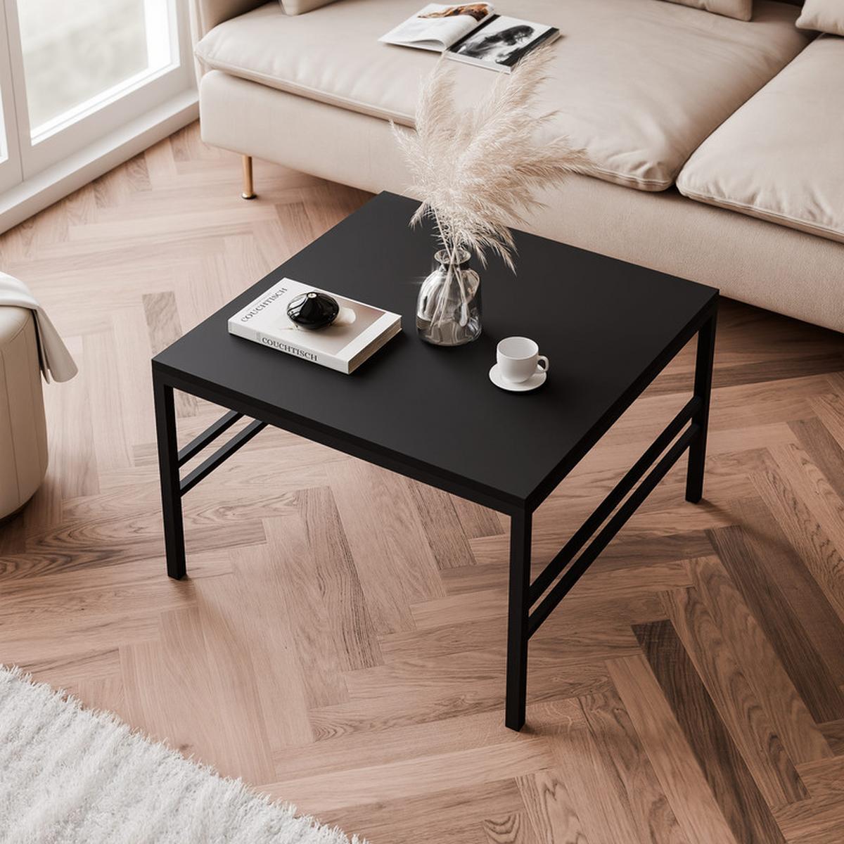COUCHTISCH FORMA 60/60 cm Quadrat, Schwarz matt - Schwarz, Metall (60/60/40cm) - Idohome