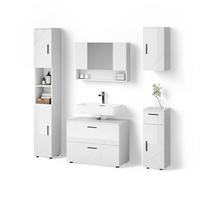 BADMÖBEL-SET Ronco Weiß Hochglanz 5 Teile - Weiß Hochglanz, Holzwerkstoff (41/80/58cm) - Livinity®
