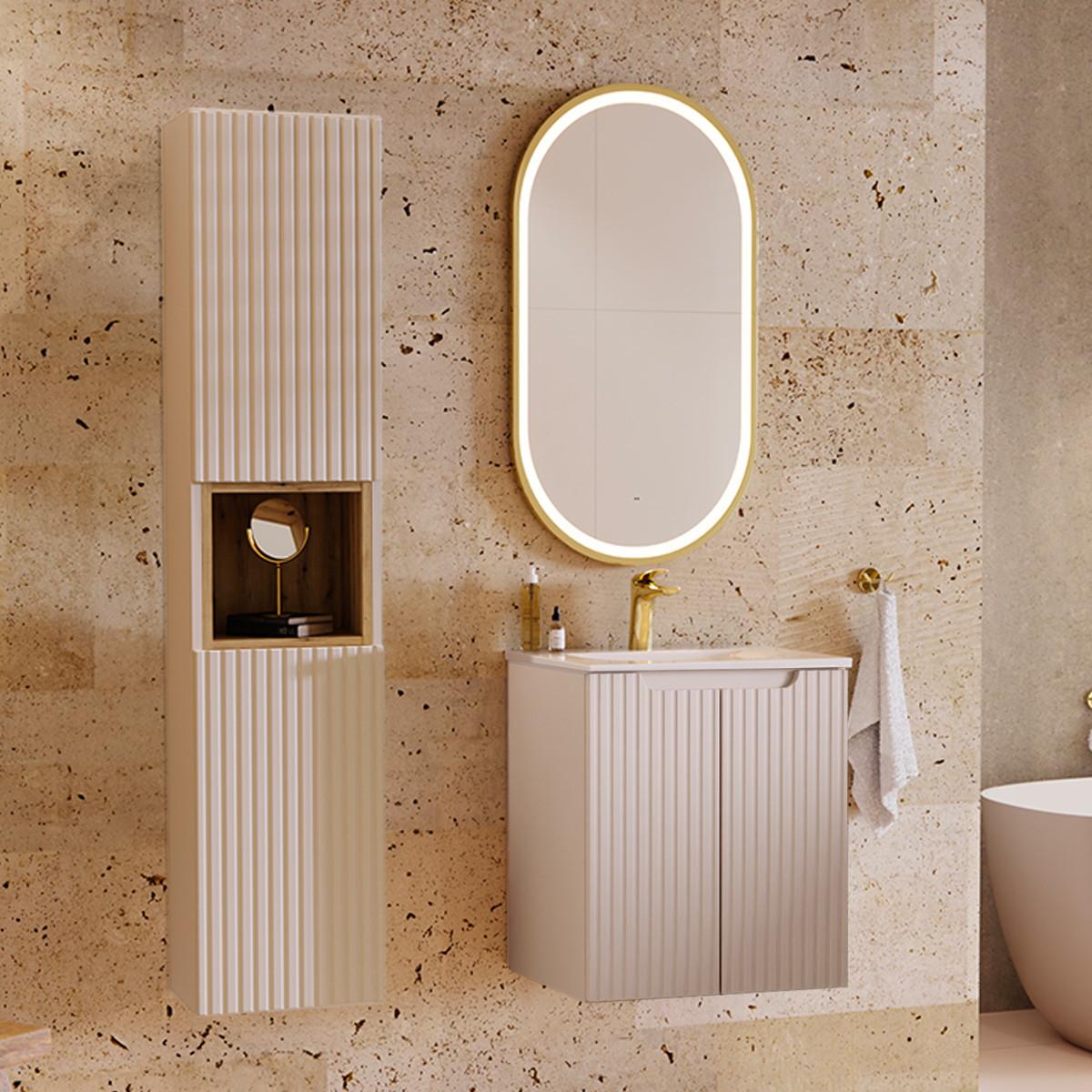 BADMÖBEL 50cm Riva 2er-Set Kaschmir - Beige, Holzwerkstoff (50/57/40cm) - Petits-meubles