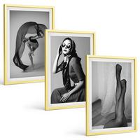 BILDER SET 3er Set - 40x60 cm Goldrahmen - Schwarz-Weiß-Porträts von Frauen - Goldfarben, Kunststoff (40/60cm) - TULUP