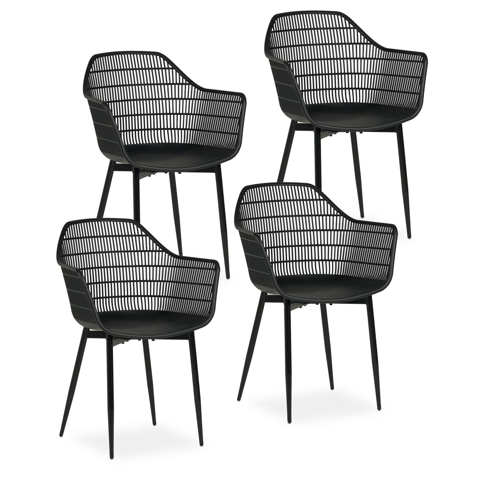 GARTENSTÜHLE MARGHERITA 4er-Set schwarz - Schwarz, Textil (60/86/52cm) - IDIMEX
